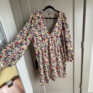 H&M Floral Dress with Red and Blue Accents